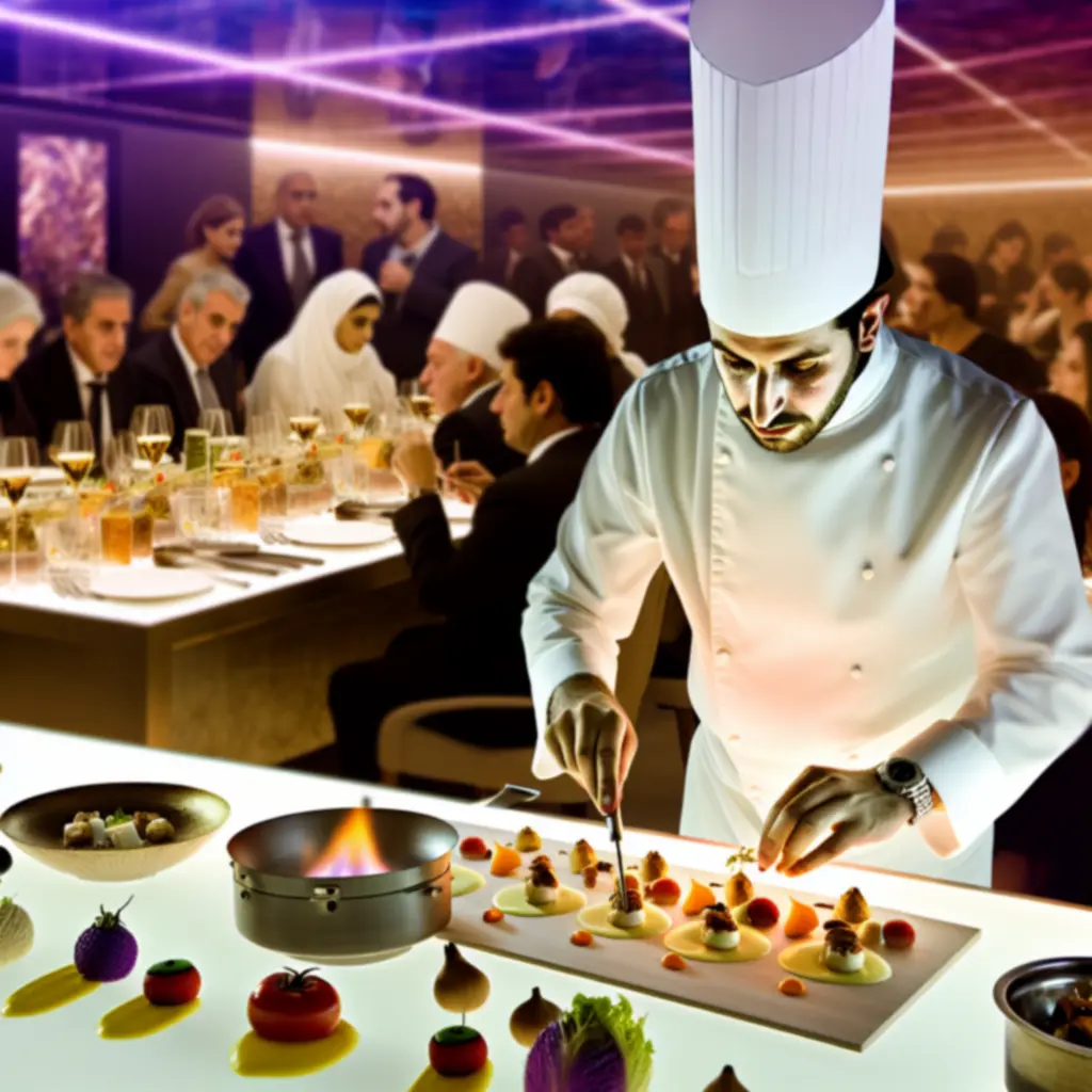 Chef bereidt een tasting menu tijdens een culinair evenement