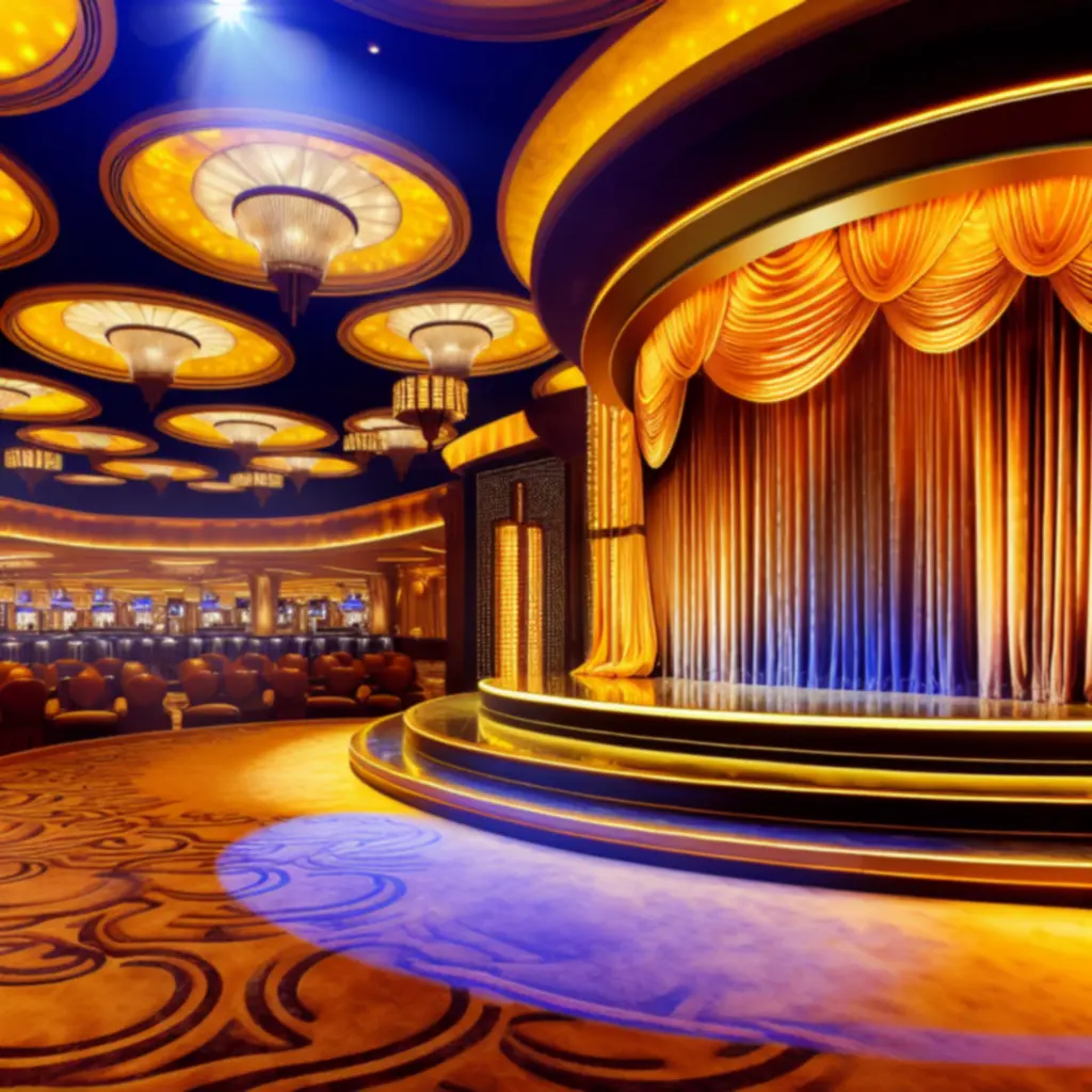 Luxe podium met gouden verlichting in Krachtig Succes Hotel & Casino