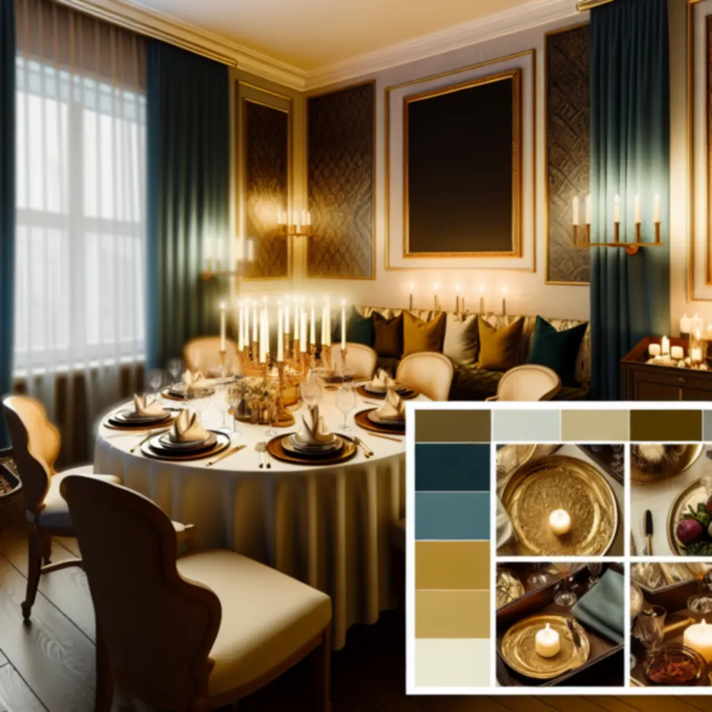 Intieme private dining room met kaarslicht en gouden accenten